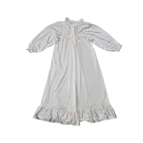 JC Collections Girls Pink Silk Nylon Long Sleeve Front Opening Pajama Night Gown - Picture 1 of 9